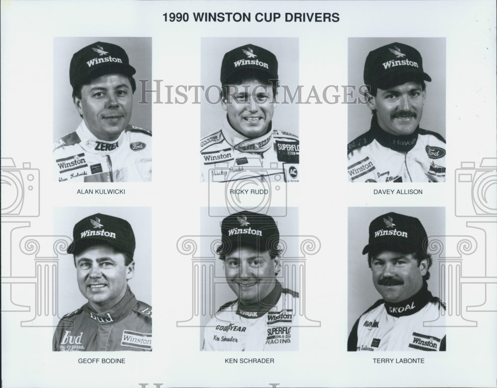 1990 Press Photo NASCAR Winston Cup Drivers Alan Kulwicki, Ricky Rudd - Historic Images