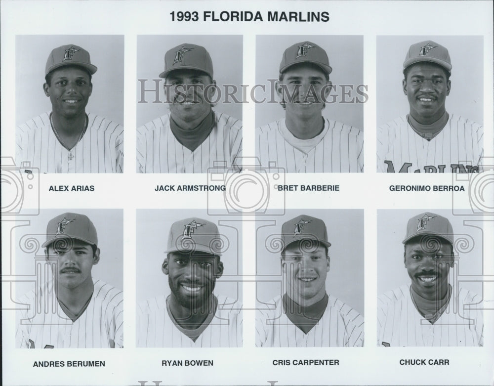 1993 Press Photo Florida Marlins Baseball Team Alex Arias, Jack Armstrong - Historic Images