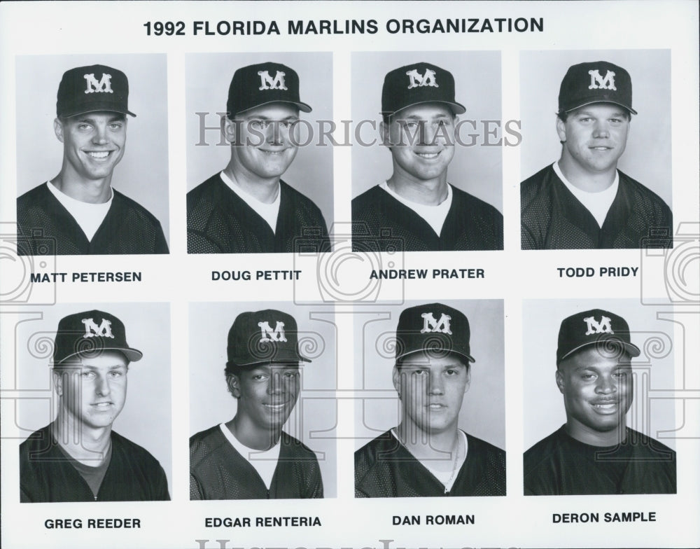 1992 Press Photo Florida Marlins Matt Petersen Doug Pettit Andrew Prater Todd - Historic Images