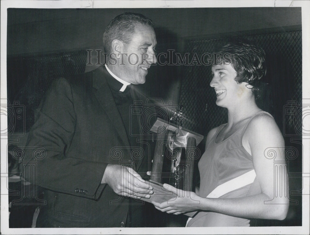 1964 Catholic Priest John Carroll And Julie Doherty, CYO Swimmer - Historic Images