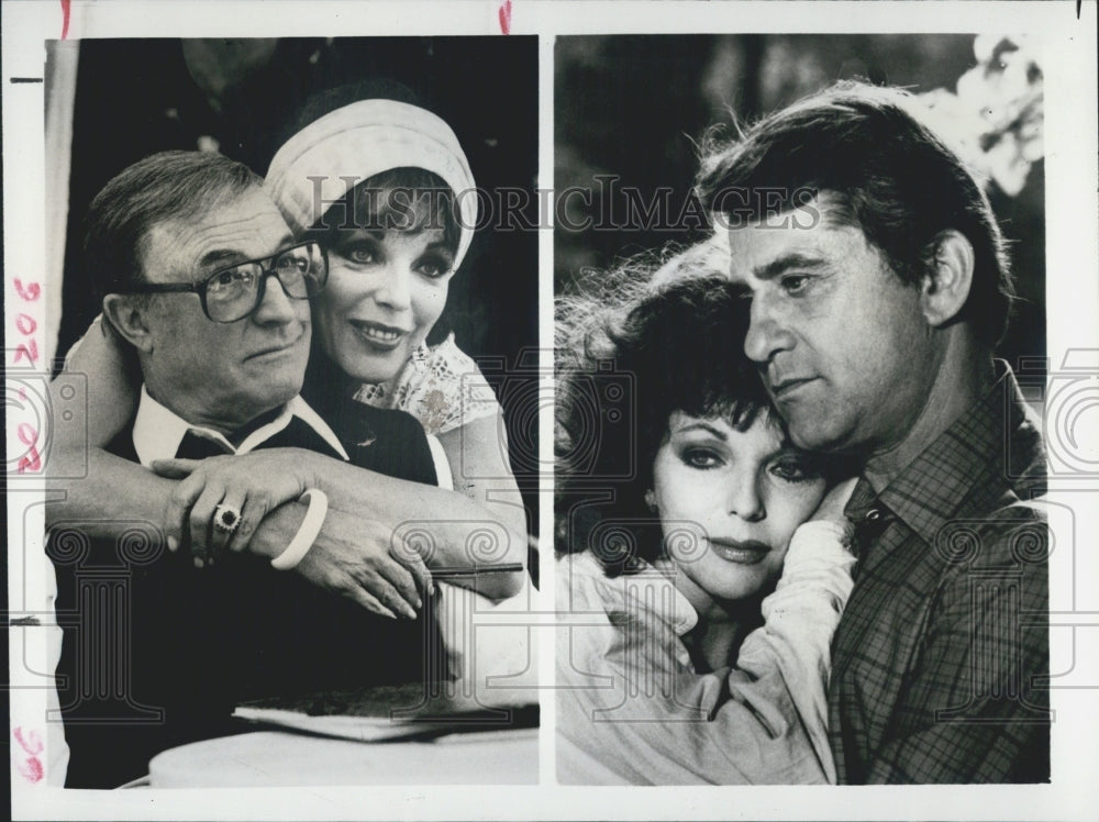 1986 Press Photo Joan Collins, Gene Kelly, and James Farentino in CBS&#39;s &quot;Sins&quot; - Historic Images