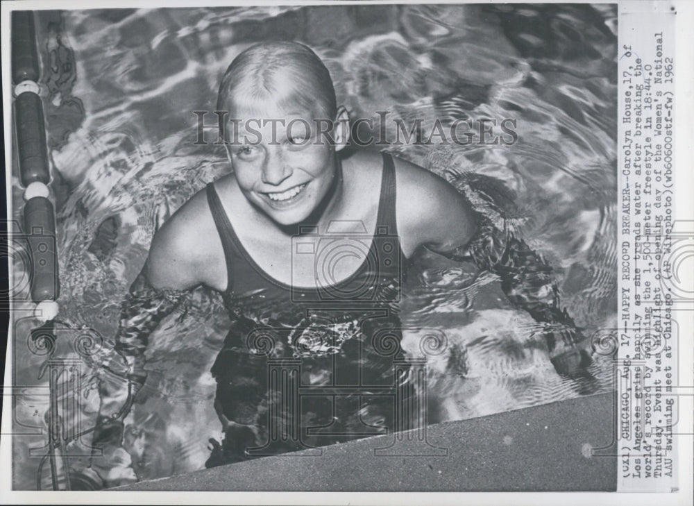 1962 Swimmer Carolyn House World Record 1,500 Meter Freestyle - Historic Images