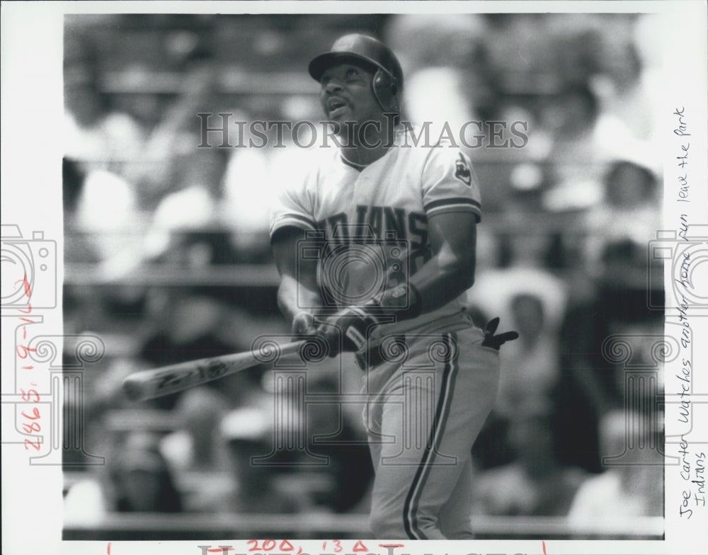 Press Photo Joe Carter Home Rin Indians - Historic Images