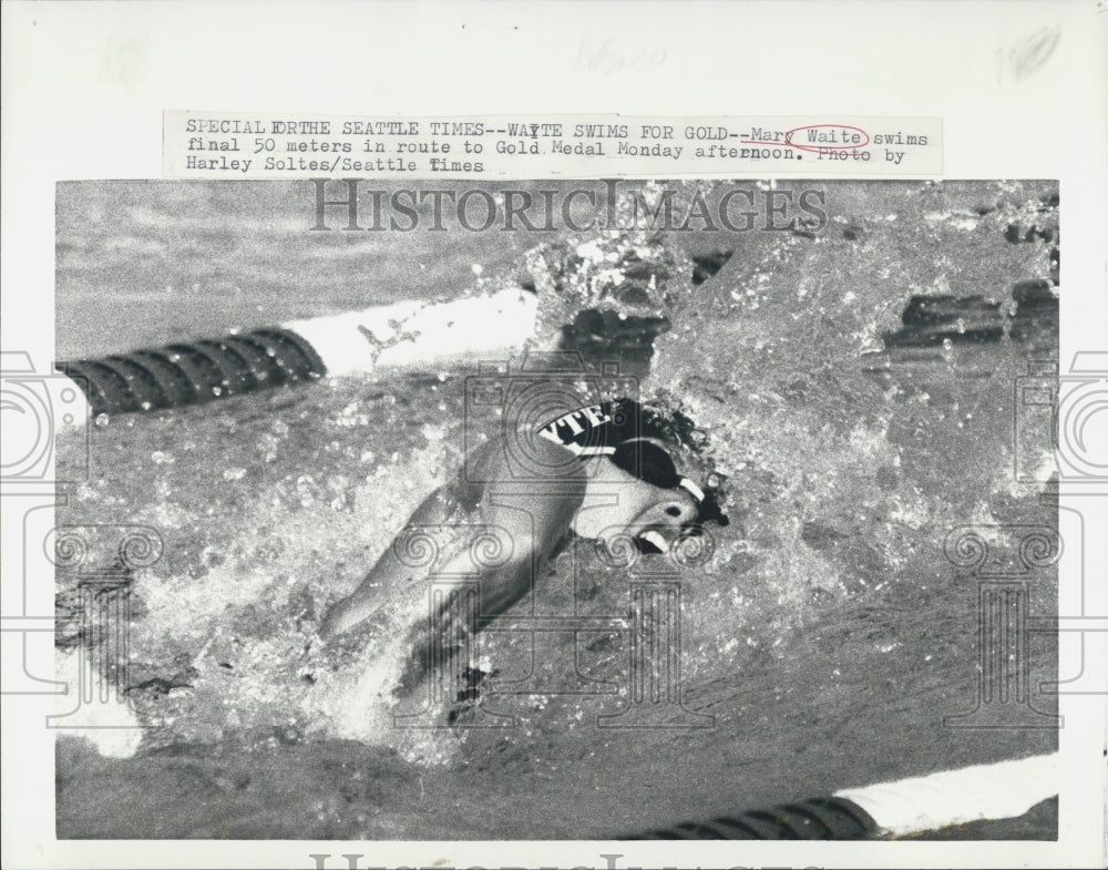 1984 Press Photo Mary Waite Gold Medal Swimmer - Historic Images