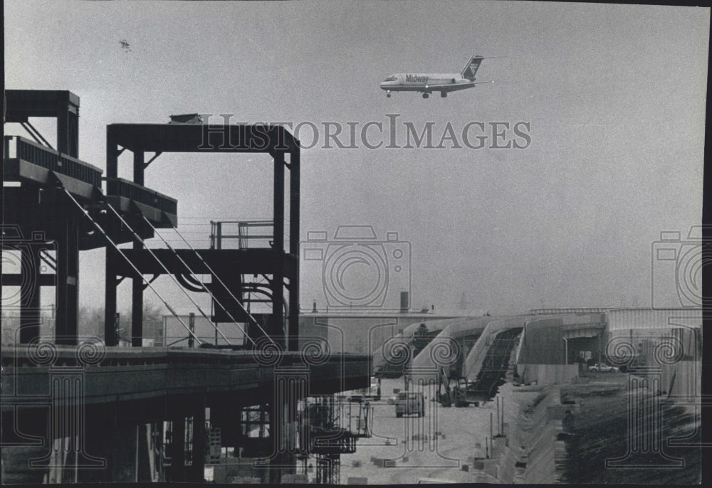 1991 Press Photo Construction Train Line Midway Airport - Historic Images