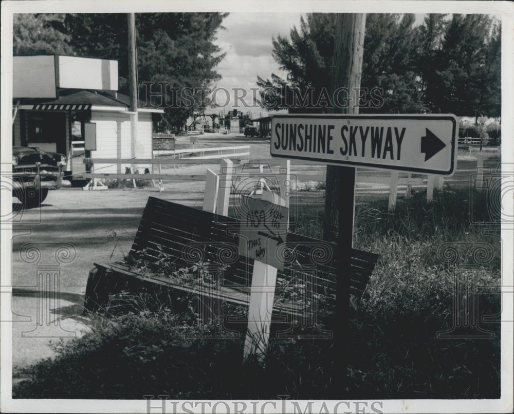1954 Sunshine Skyway Florida Road Sign - Historic Images
