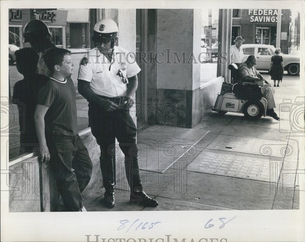 1966 Press Photo Tampa Tribune Salesman In Wheelchair, St. Pete Times Teenager - Historic Images