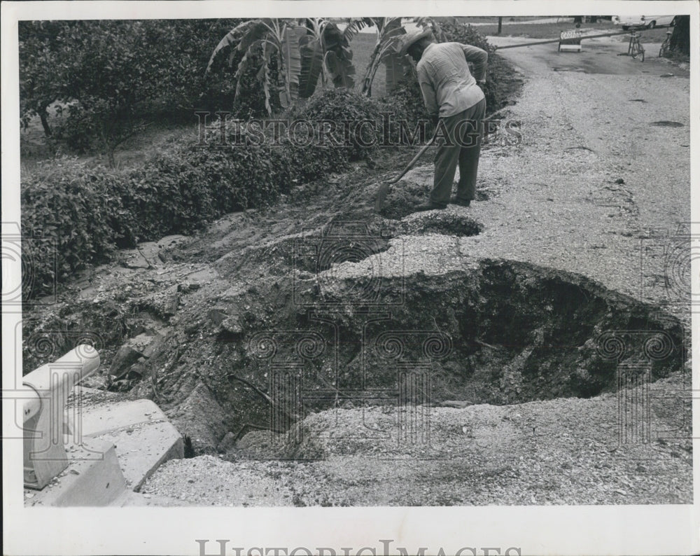 1962 Press Photo Flooding Caused Bear Creek Bridge To Wash Away St. Petersburg - Historic Images