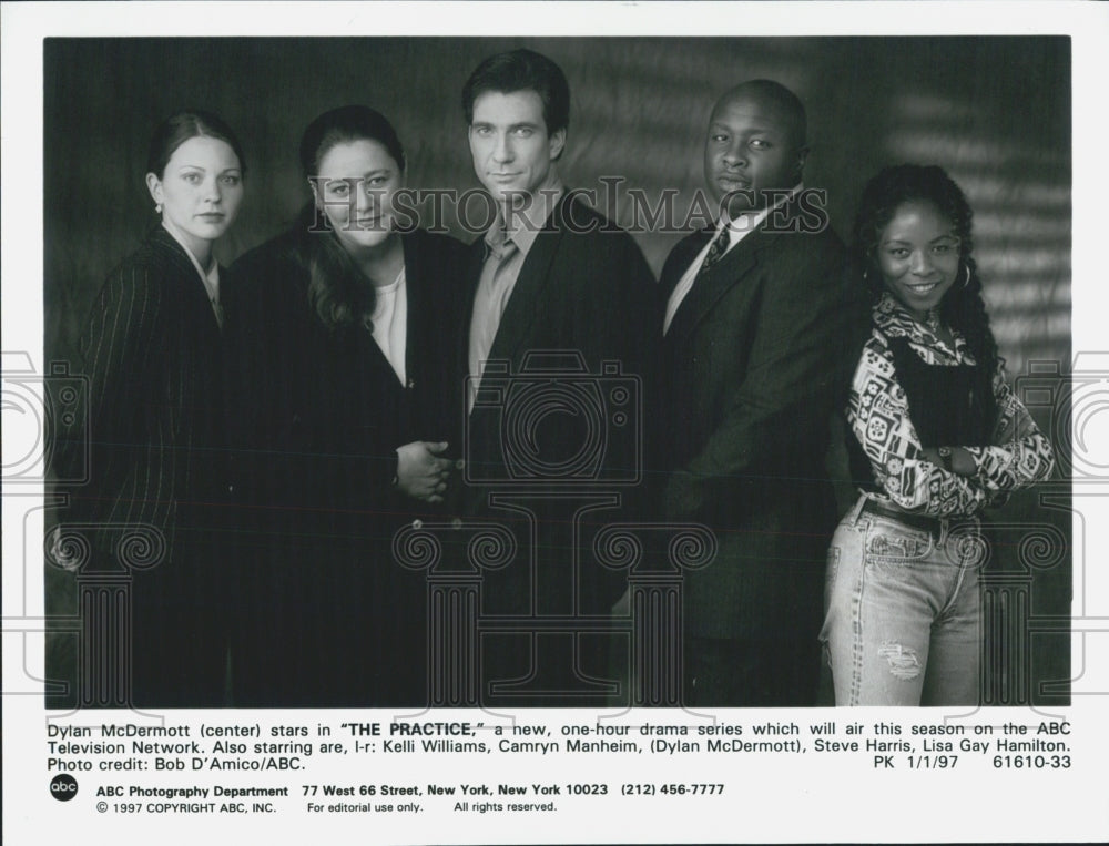 1997 Press Photo Cast Of ABC-TV Series &quot;The Practice&quot; Actors Kelli Williams - Historic Images