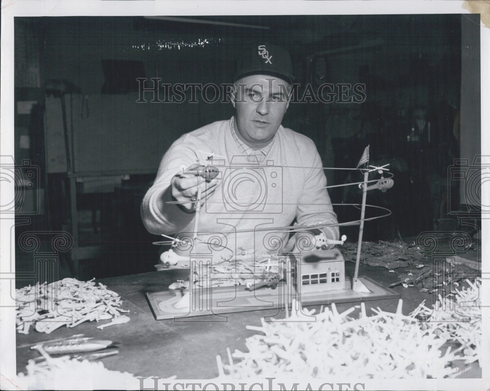 1957 White Sox  Baseball Player Ron Northey At His Toy Factory - Historic Images