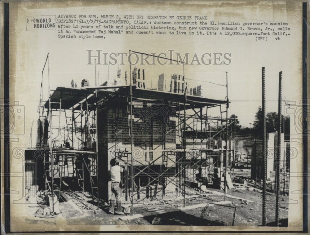 1975 Construction of California&#39;s Governor Mansion $1.3 Million - Historic Images