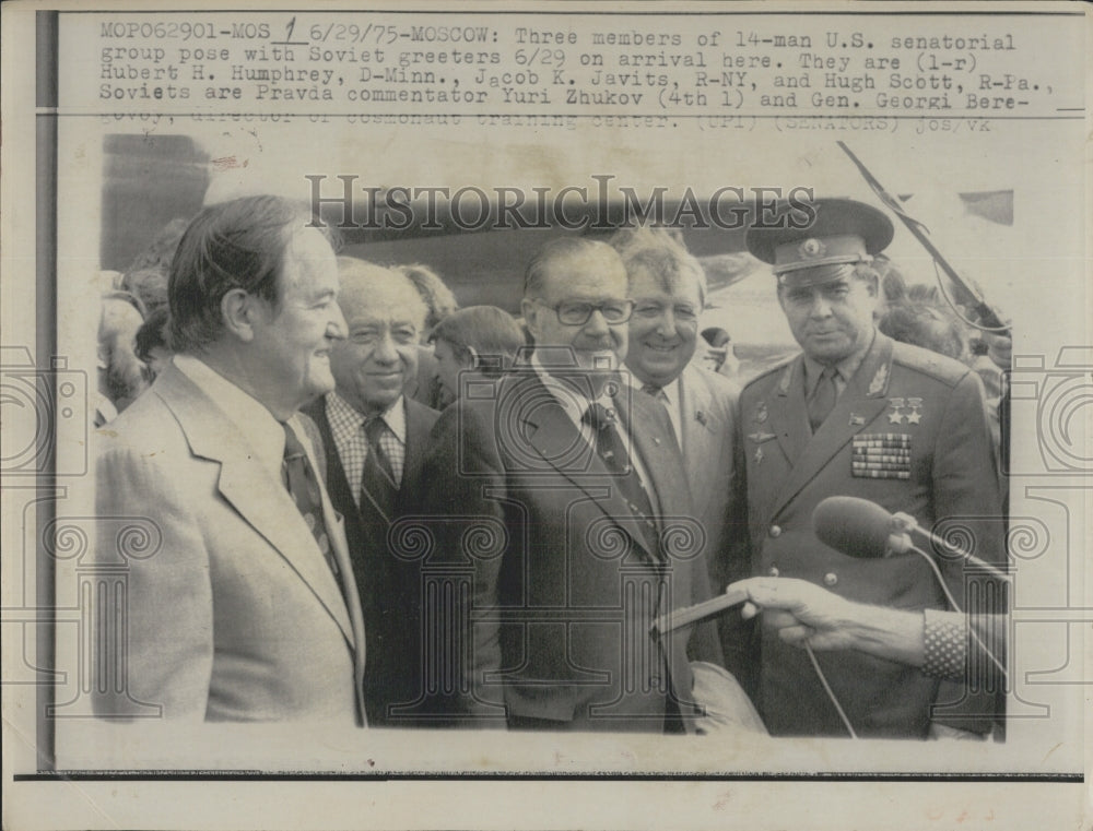 1975 Three US Senators with Soviet Greeters - Historic Images