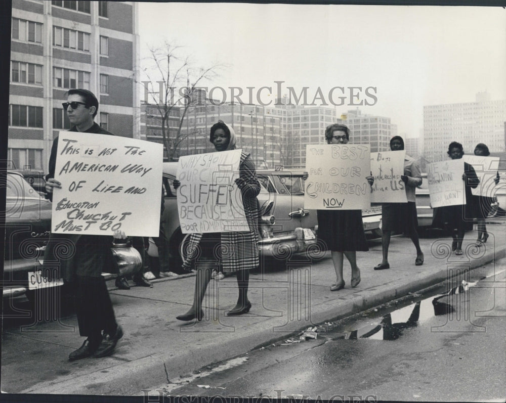 1966 Picketers Jenner Public School - Historic Images