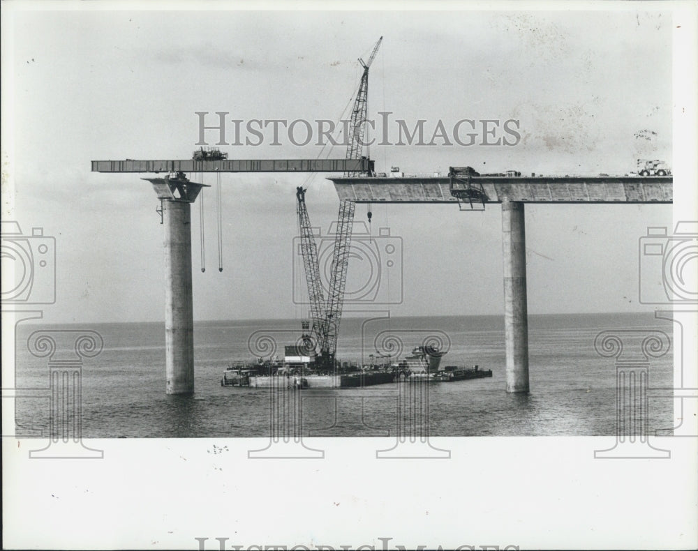 1985 Press Photo Sunshine Skyway Bridge Construction - Historic Images