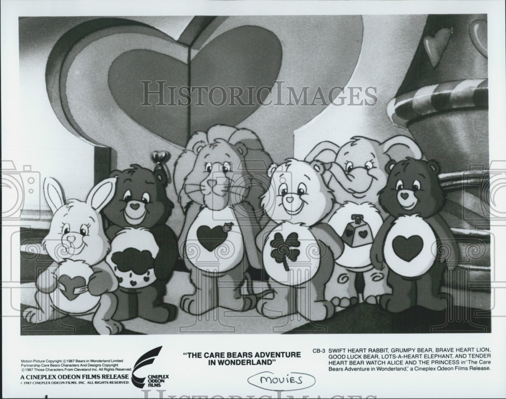 1987 Press Photo Movie Poster The Care Bears Adventure in Wonderland - Historic Images