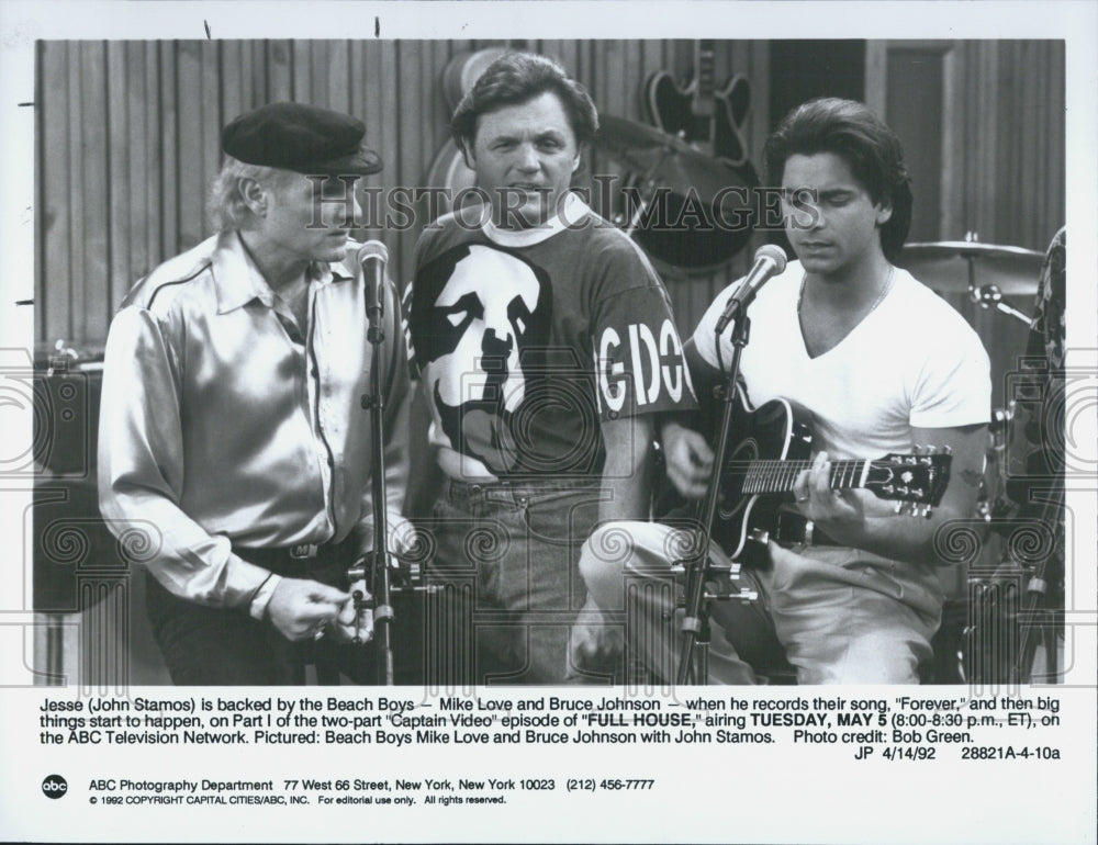 1992 Press Photo Jesse, Mike Love and Bruce Johnson at ABC television network - Historic Images