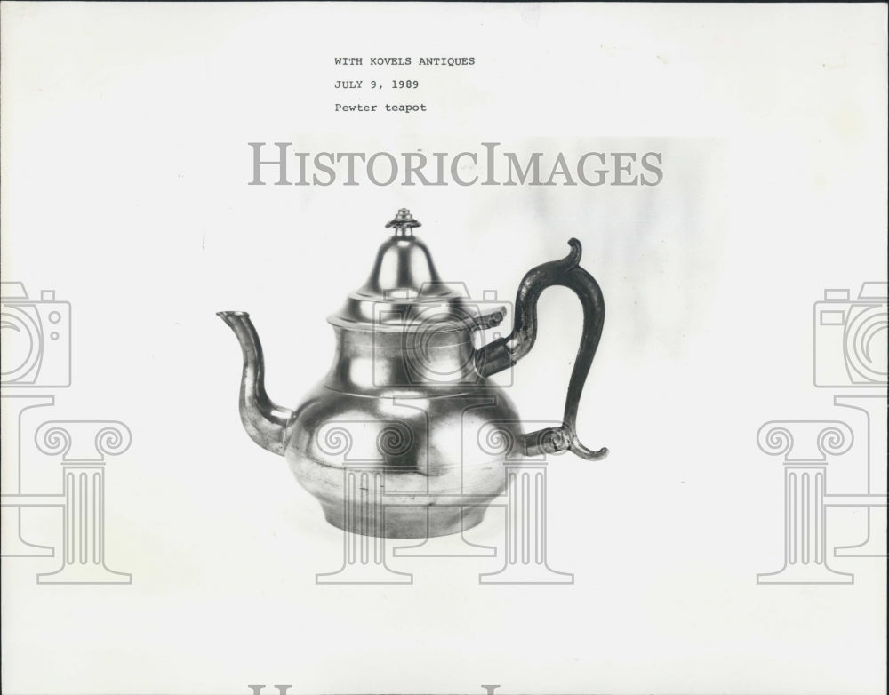 1989 Press Photo From Kovels Antiques A Pewter Teapot Made About 1820 In Boston - Historic Images