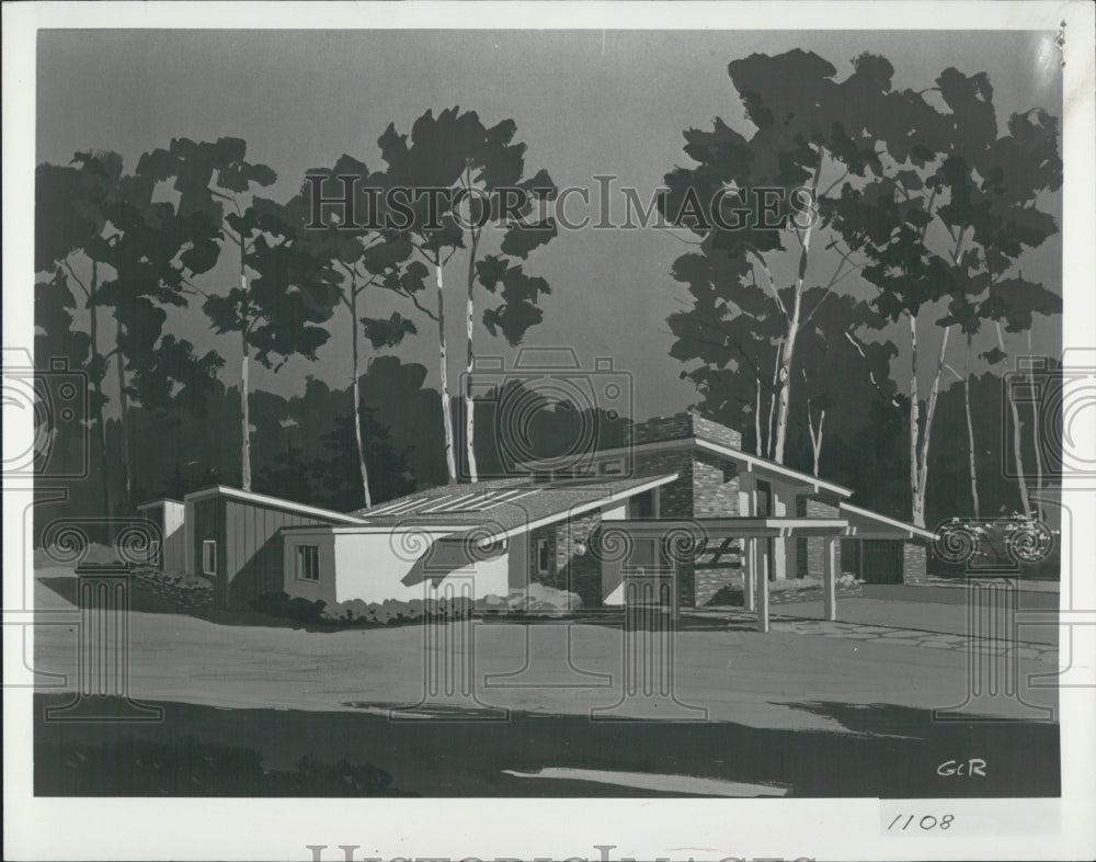 1979 Press Photo of a residential home design featuring multiple sloping roofs - Historic Images