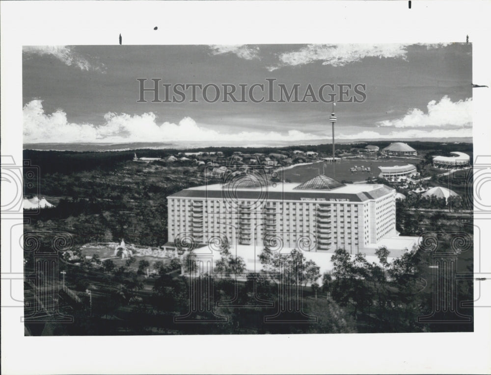 1984 Press Photo Artist Rendering Of Wyndham Hotel Seal World To Be Constructed - Historic Images