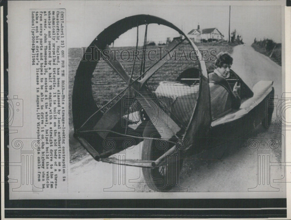 1964 Mechanically Propelled Tricycle With John Thompson At Wheel - Historic Images