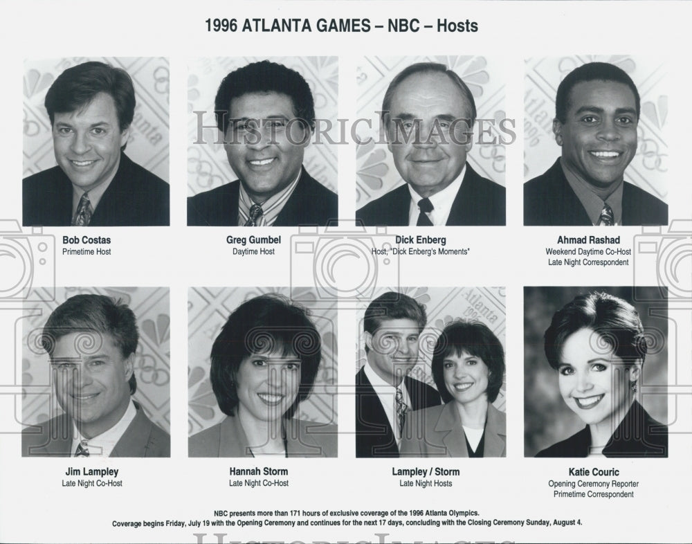 1996 Press Photo NBC Atlanta Olympics Hosts - Historic Images