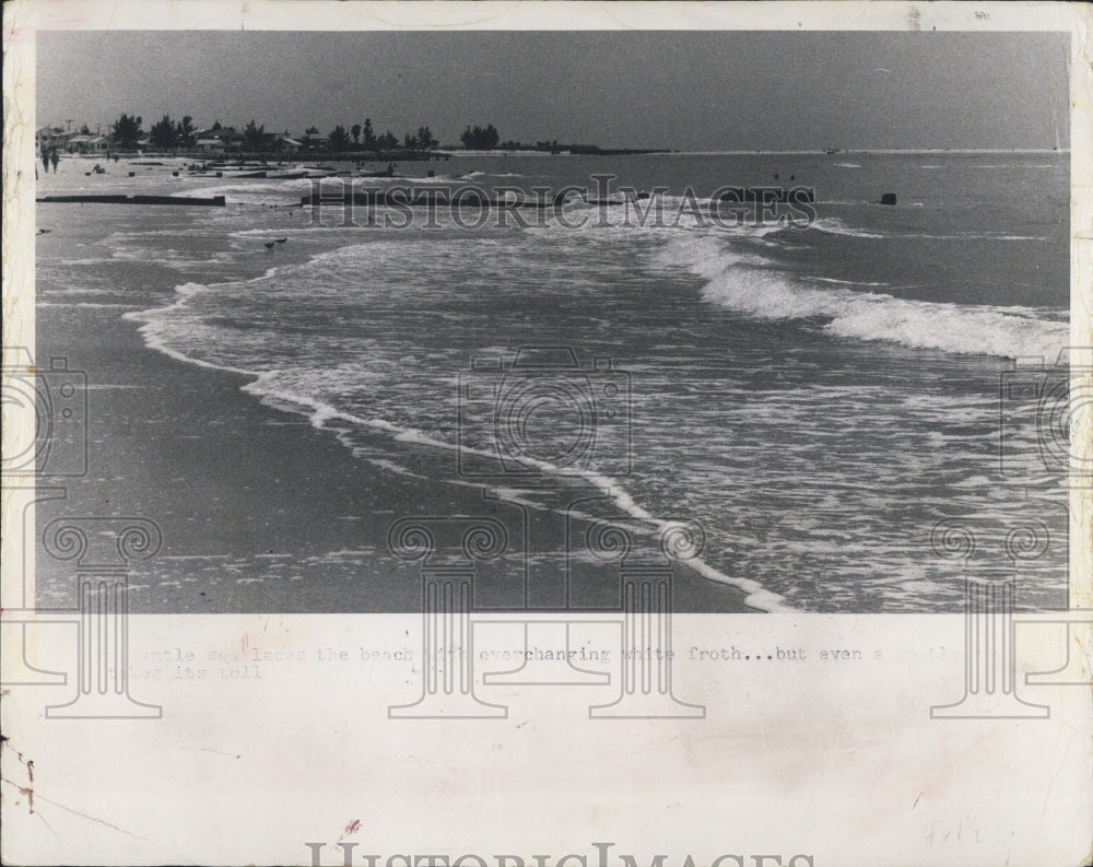 1969 Tide Washes up on Beach - Historic Images