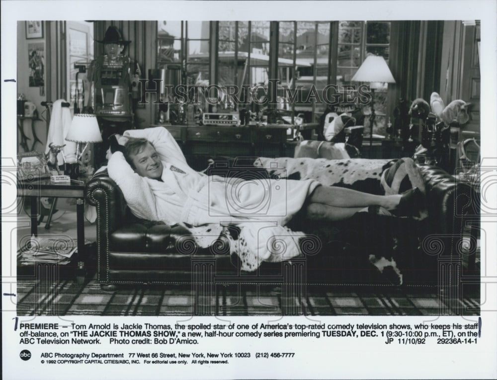 1992 Press Photo Actor Tom Arnold in ABC&#39;s The Jackie Thomas Show - Historic Images