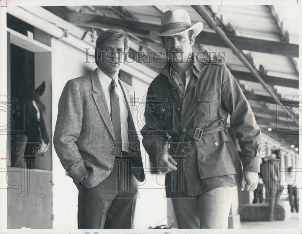 1984 Press Photo Jameson Parker And Gerald McRaney On CBS TV Show Simon &amp; Simon - Historic Images