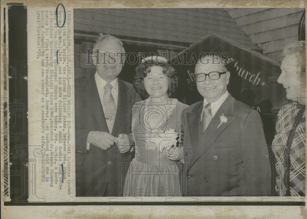 1972 Nebraska Senator Carl T. Curtis And Bride Mildred Baker - Historic Images