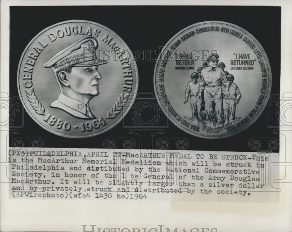 1964 Press Photo MacArthur Memorial Medallion - RSG41017 - Historic Images