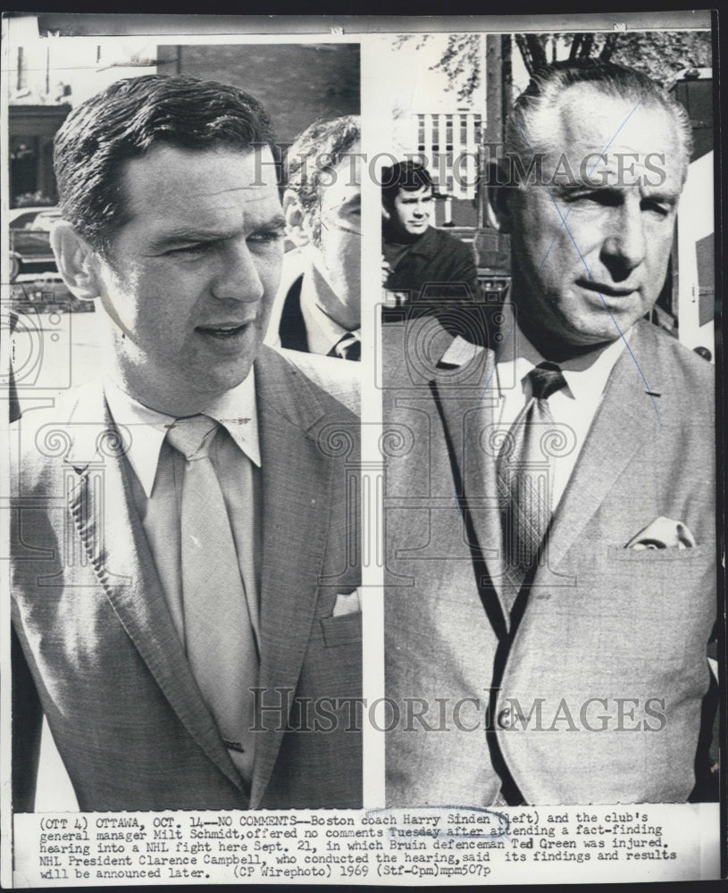 1969 Boston Bruin Coach Harry Sinden and GM Milt Schmidt - Historic Images