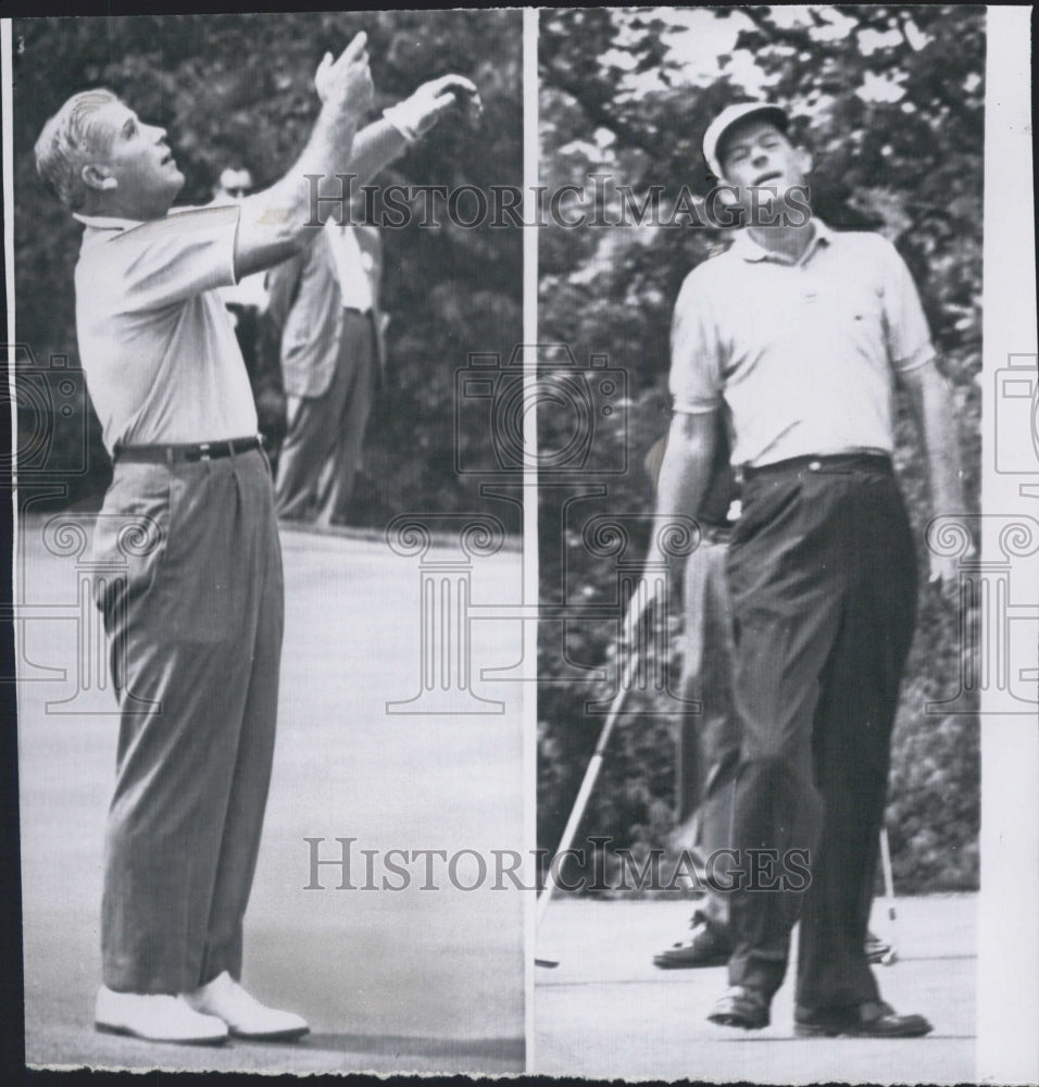 1962 Bo Winninger and Cary Middlecoff playing golf. - Historic Images