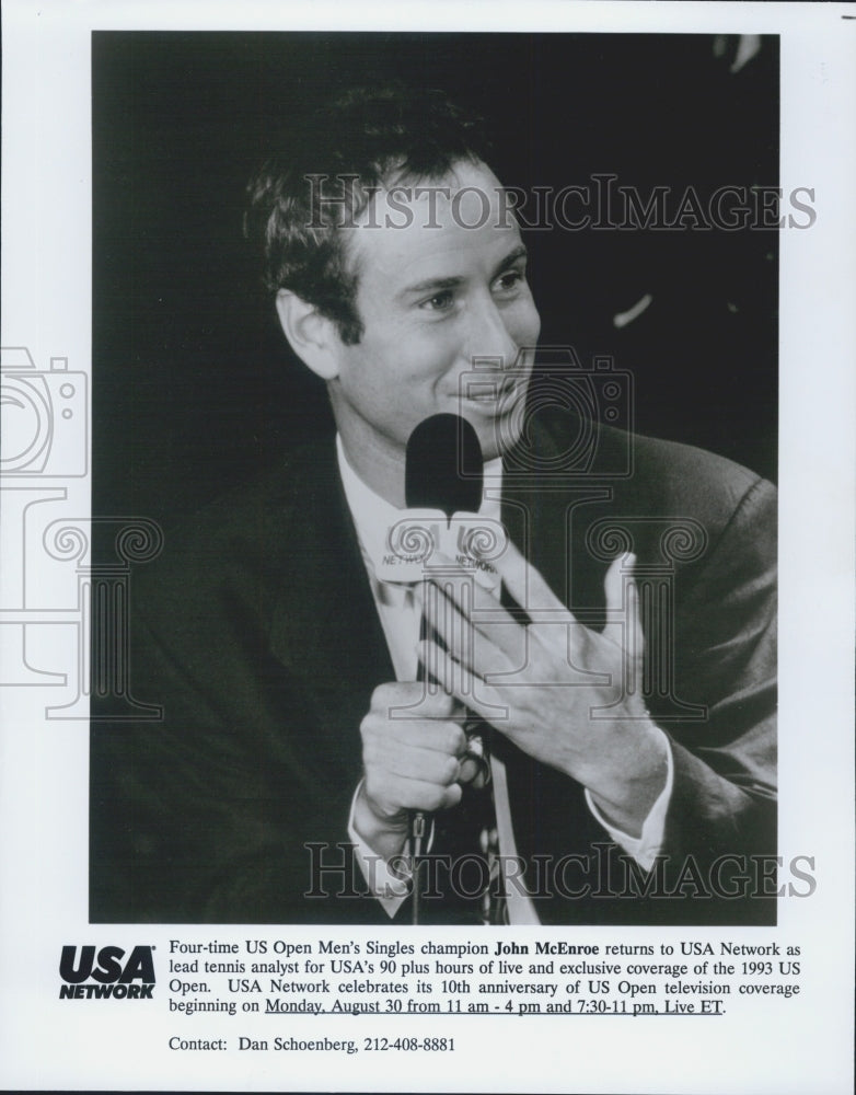 1993 Press Photo Four time US open John McEnroe Tennis coverage - Historic Images