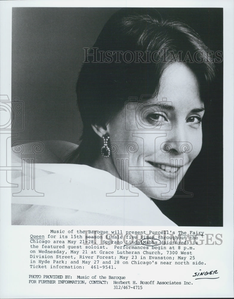 Press Photo Soprano Linda Mabbs - Historic Images