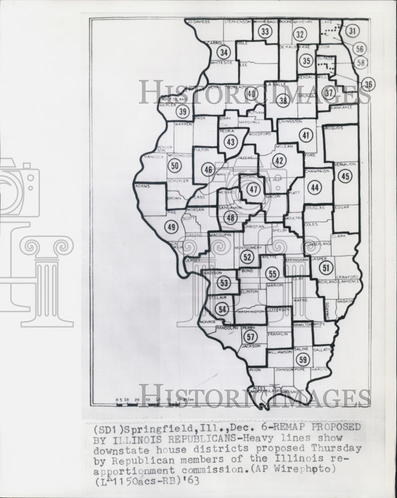 1963 Remap proposed by Illinois Republicans - Historic Images