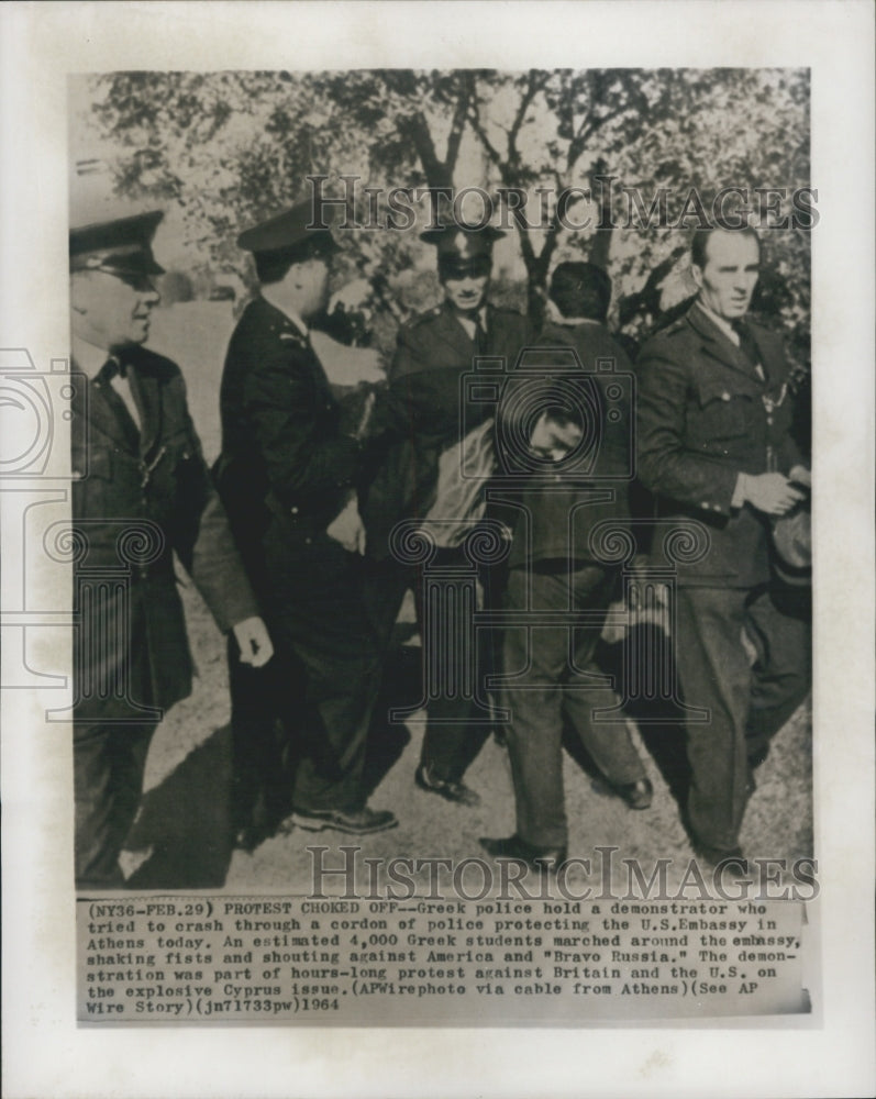 1964 Greek Police demonstration US Embassy - Historic Images