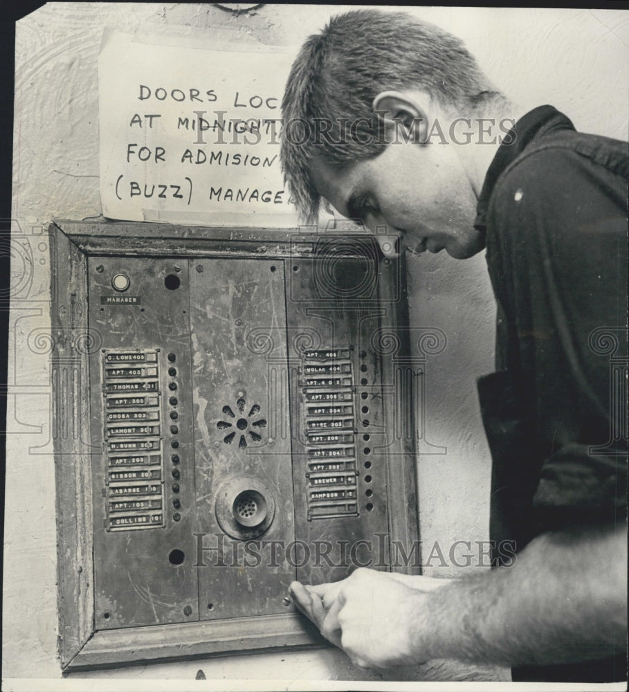 1966 Allen Webb Repairs Bell In Building Taken Over By Tenants - Historic Images