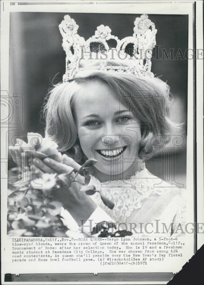 1971 Press Photo Margo Lynn Johnson Rose Queen - Historic Images