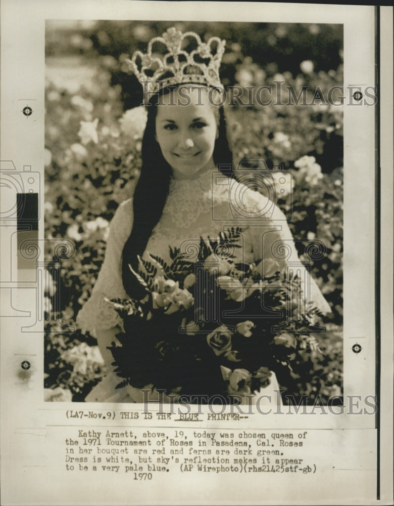 1970 Kathy Arnett Is Queen Of Tournament Of Roses Pasadena CA COPY - Historic Images