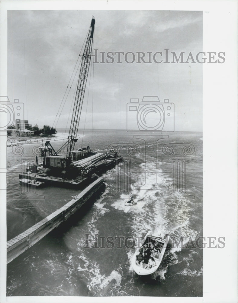 1991 Press Photo Johns Pass Bridge Repairs/Inter-Bay Marine Construction Company - Historic Images