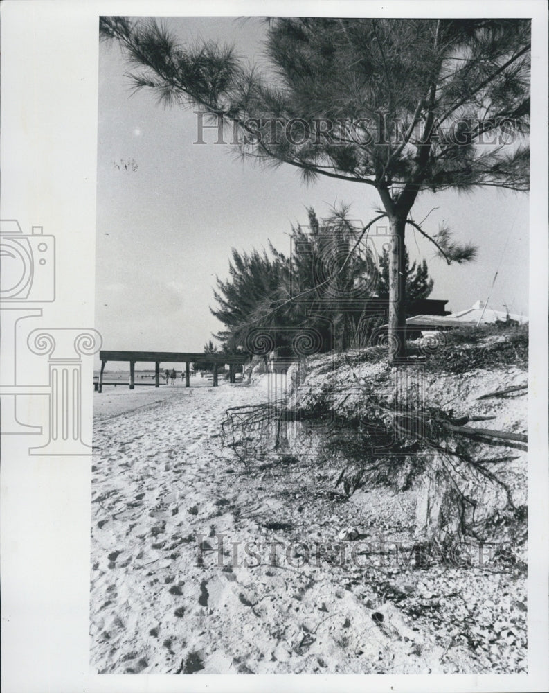 1981 Press Photo Sunset Beach Erosion/Johns Pass Bridge Repair/Florida - Historic Images