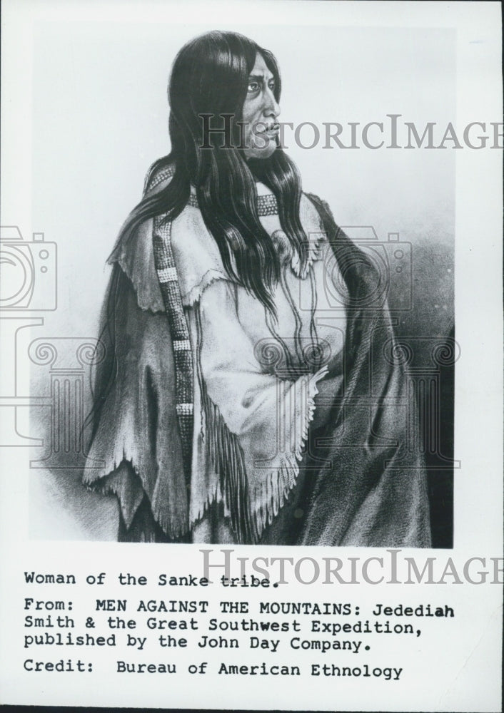 1955 Sanke Indian Woman/Men Against Mountains/Jedediah Smith - Historic Images