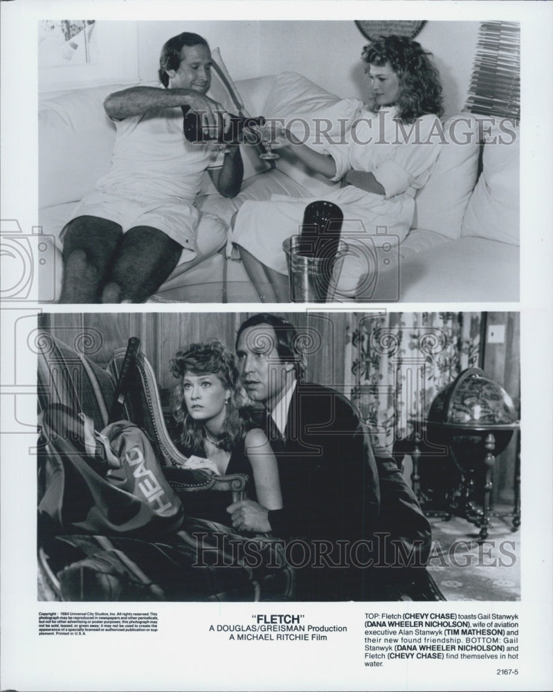 1984 Press Photo COPY Chevy Chase Dana Wheeler Nicholson In "Fletch" 2 Pictures - Historic Images