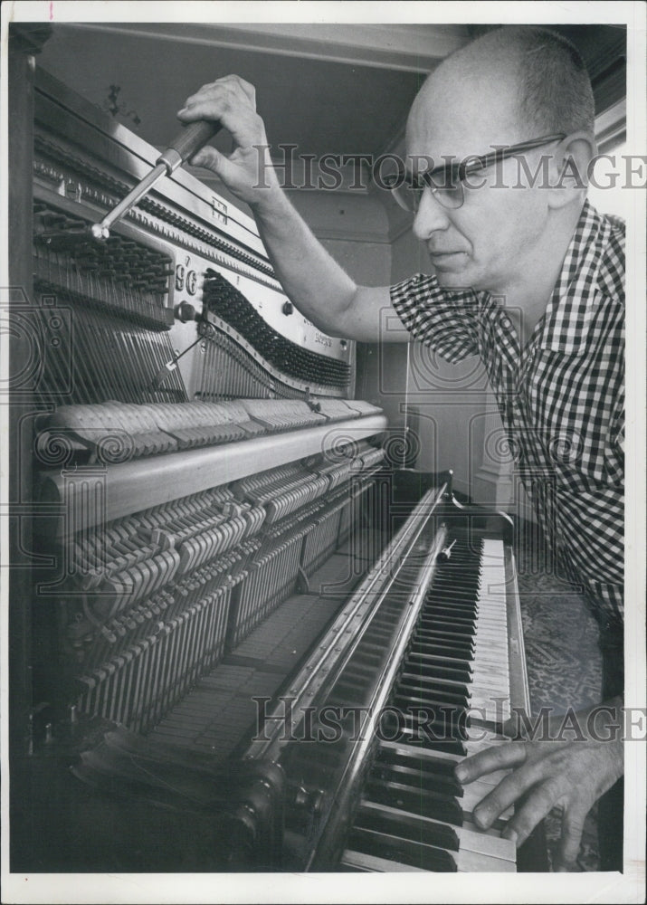 1965 Edsel Mason Repairs Piano Is Losing His Eyesight - Historic Images