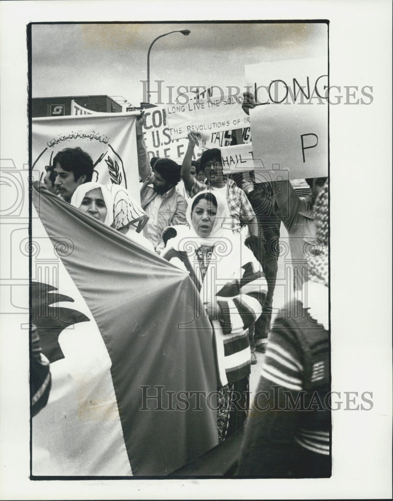 1980 Press Photo Palestinians Parade Rally Dearborn Michigan Rally Picketing - Historic Images