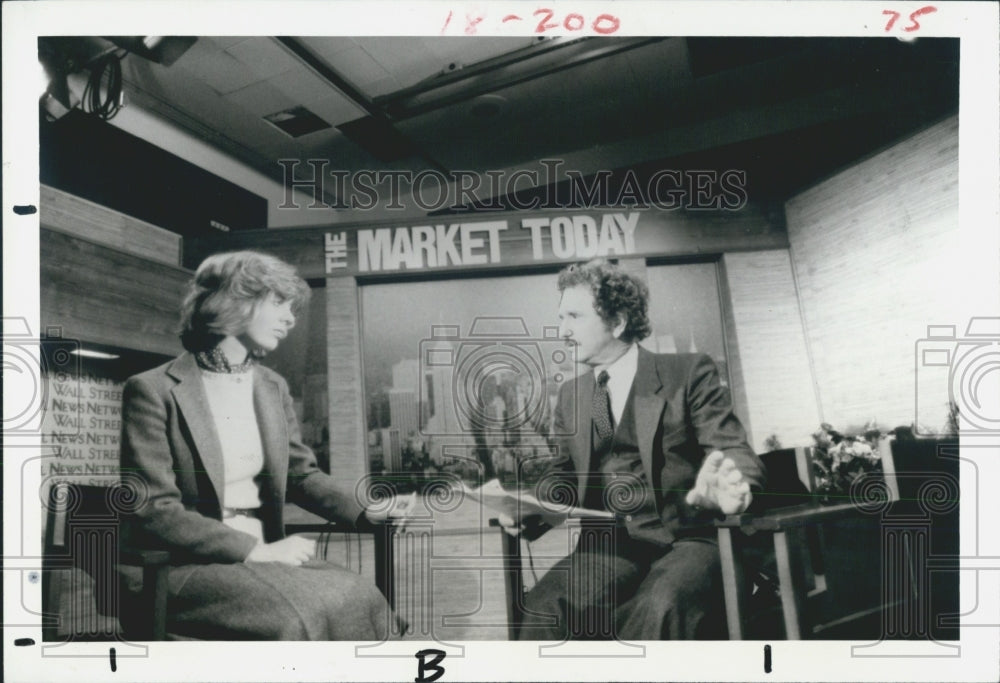 1984 Press Photo Bob Metz &amp; Deborah Bromberg Financial News Network Anchor Hosts - Historic Images