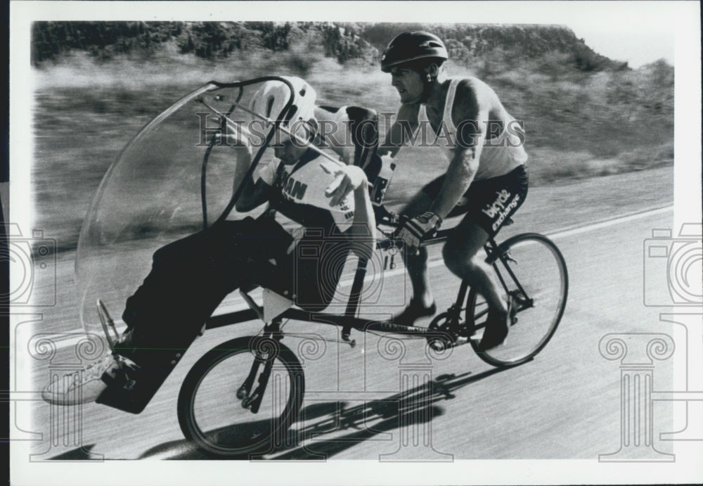 1991 Press Photo Ricket Dick Hoyt TRiathalon Riders - Historic Images