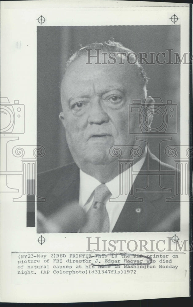 1972 Picture Of The Late FBI Director J. Edgar Hoover - Historic Images