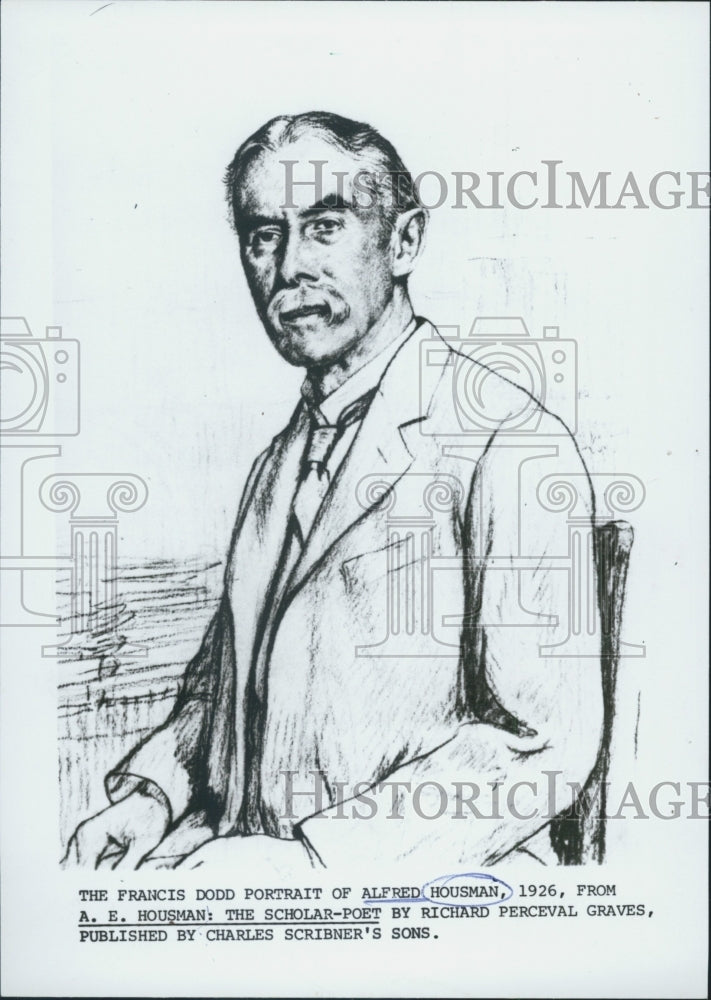 1980 Press Photo Artist Francis Dodd Portrait Of Poet Alfred Housman Circa 1926 - Historic Images