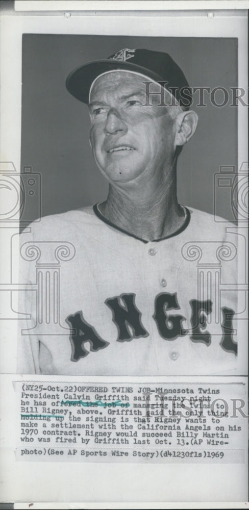1969 Los Angeles Angels Manager Bill Rigney To Manager Twins - Historic Images